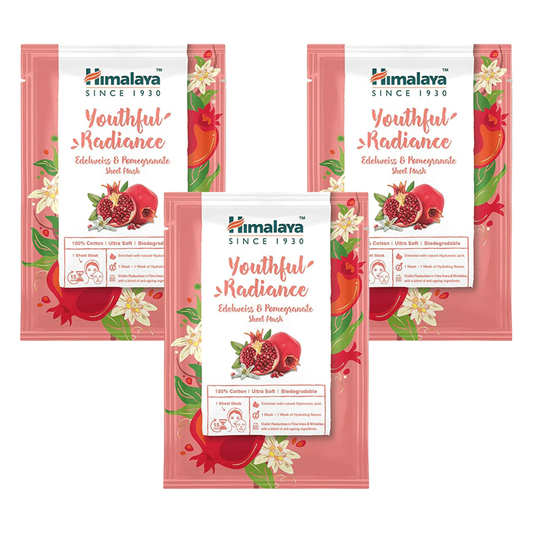 Himalaya Youthful Radiance Edelweiss & Pomegranate Sheet Mask | 30ml | 3 Pack