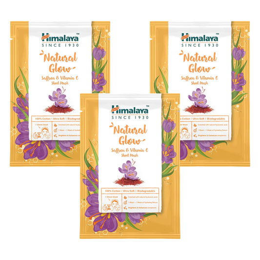 Himalaya Natural Glow Saffron & Vitamin C Sheet Mask | 30ml | 3 Pack